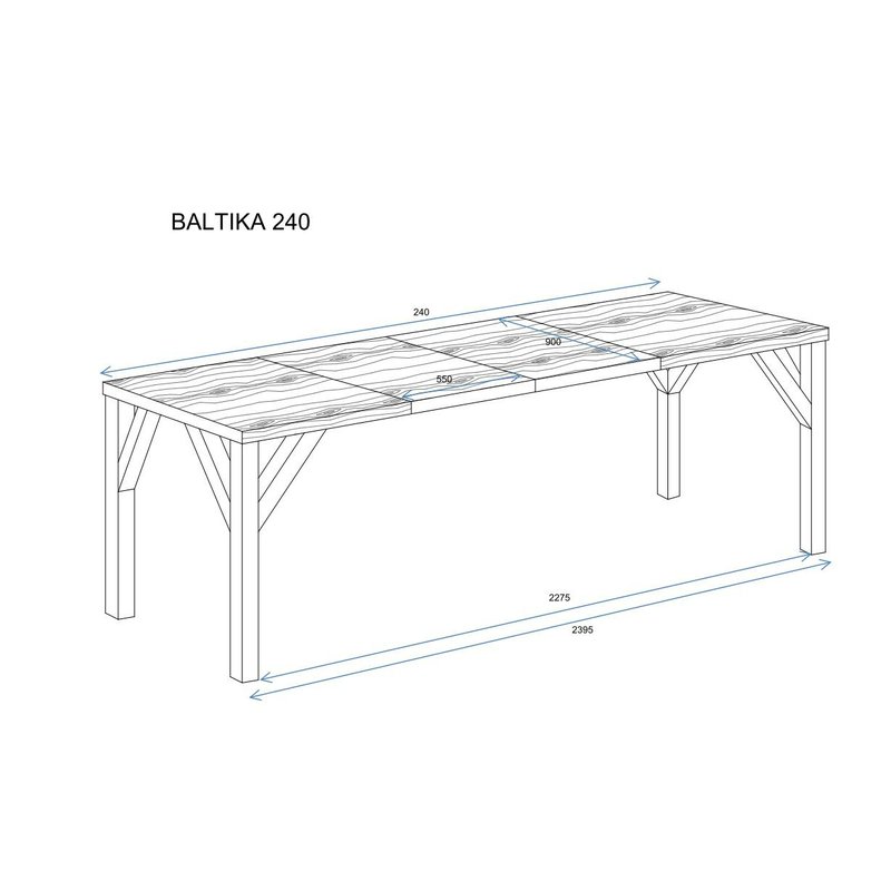 Rozkládací stůl Baltika - rozměry