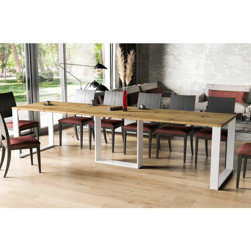 Rozkládací stůl Boris BIS 90x310 cm - artisan/bílé nohy