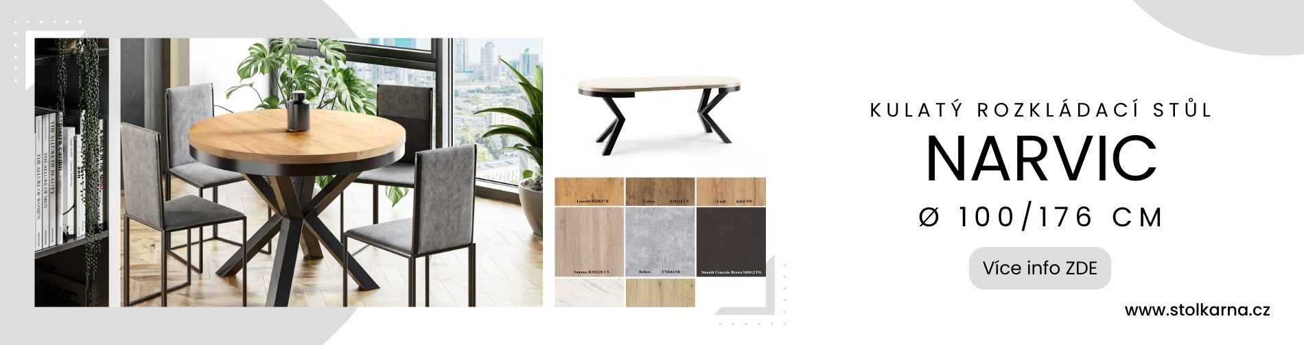 Jídelní stůl kulatý rozkládací NARVIC