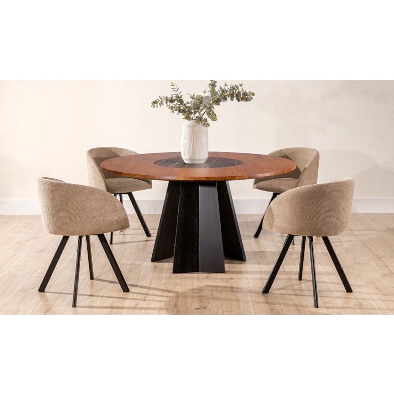 Kulatý jídelní stůl Orio - dub x laminam