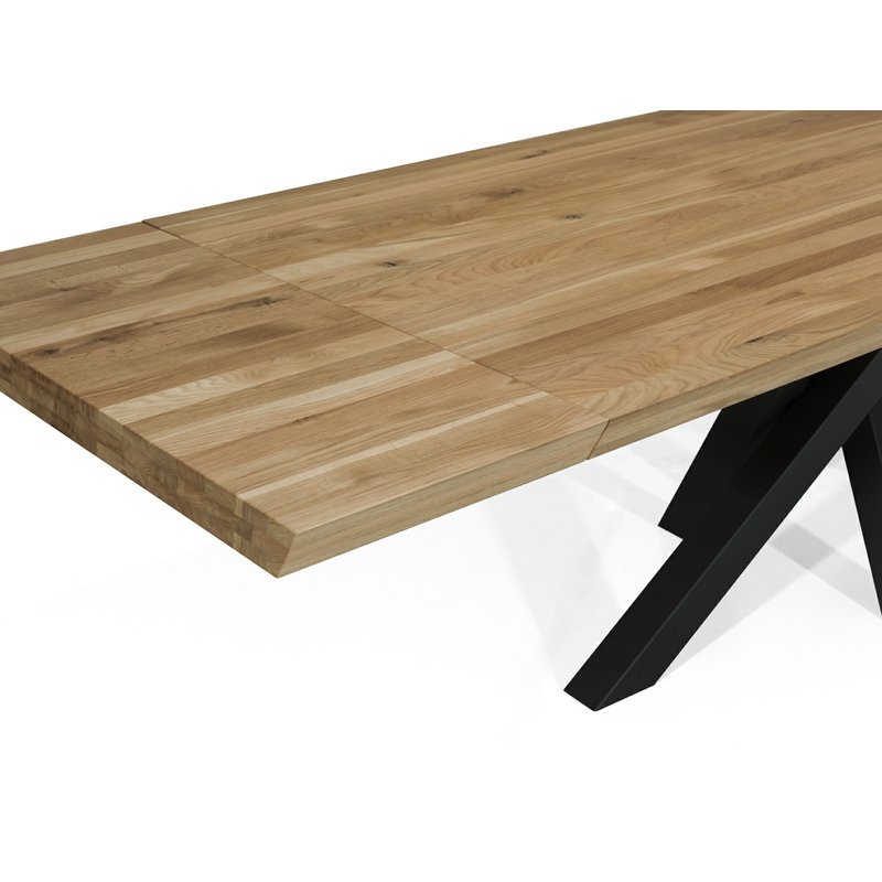 Rozkládací dubový jídelní stůl Senso - detail přídavné desky